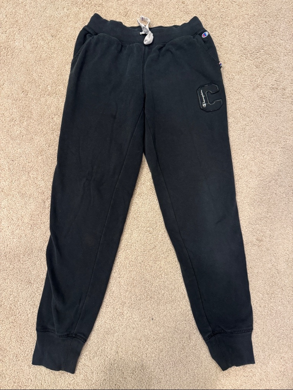 Champion Black Men's Fleece Joggers with Embroidered 'C' Patch